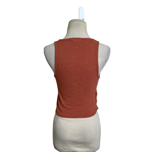 Project Social rust ribbed faux wrap crop tank top size small - Picture 2 of 10